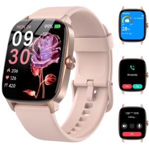 smart watches for women men with bluetooth call & ai voice, 1.85" hd fitness tracker with heart rate spo2 sleep monitor, 100+ sports modes,mini games, ip68 waterproof smartwatch for android ios phones