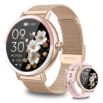 keeponfit smart watches for women android/iphone, ip68 waterproof fitness tracker with bluetooth calls(answer&make), activity pedometer/heart rate/spo2 monitor/100+ sports model
