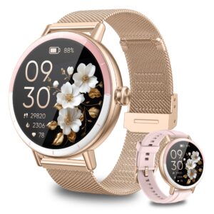 keeponfit smart watches for women android/iphone, ip68 waterproof fitness tracker with bluetooth calls(answer&make), activity pedometer/heart rate/spo2 monitor/100+ sports model